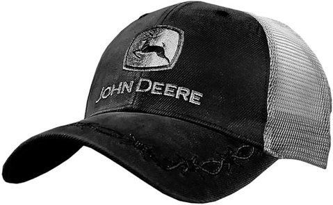 Кепка-тракер John Deere (чорний Oilskin зі срібною сіткою) чоловіча
