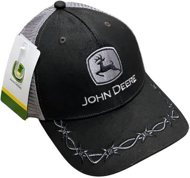 Кепка-тракер John Deere (чорний Oilskin зі срібною сіткою) чоловіча
